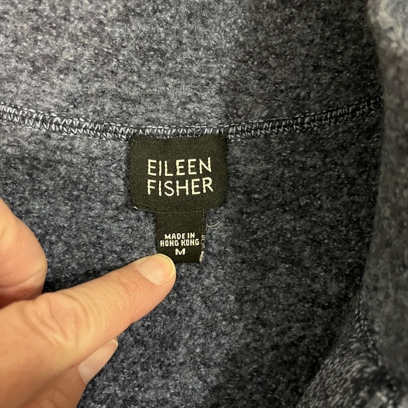 Eileen Fisher womens sz M zip front, 100% wool cardigan, blue/gray, Like New - Picture 5 of 11